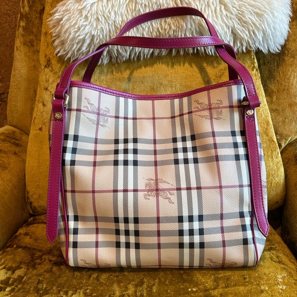 NWOT BURBERRY Haymarket Brown Check Plaid Handbag - 100% Authentic & Never Used! - Picture 1 of 14